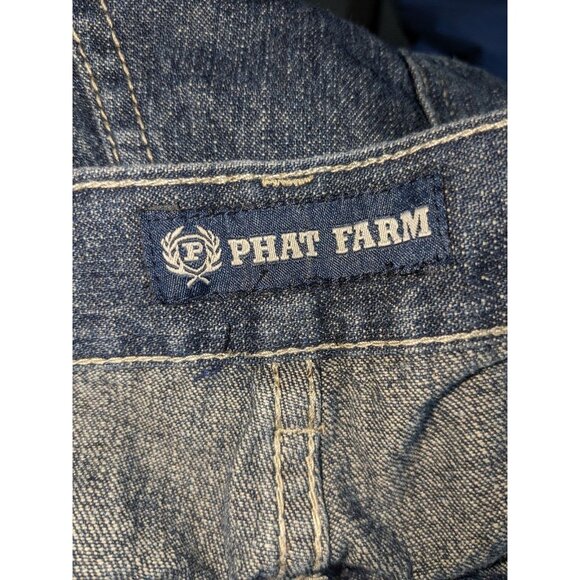 Phat Farm Mens Slim Straight Leg Denim Jeans 36x32 Dark Blue Wash Vintage - Picture 7 of 9